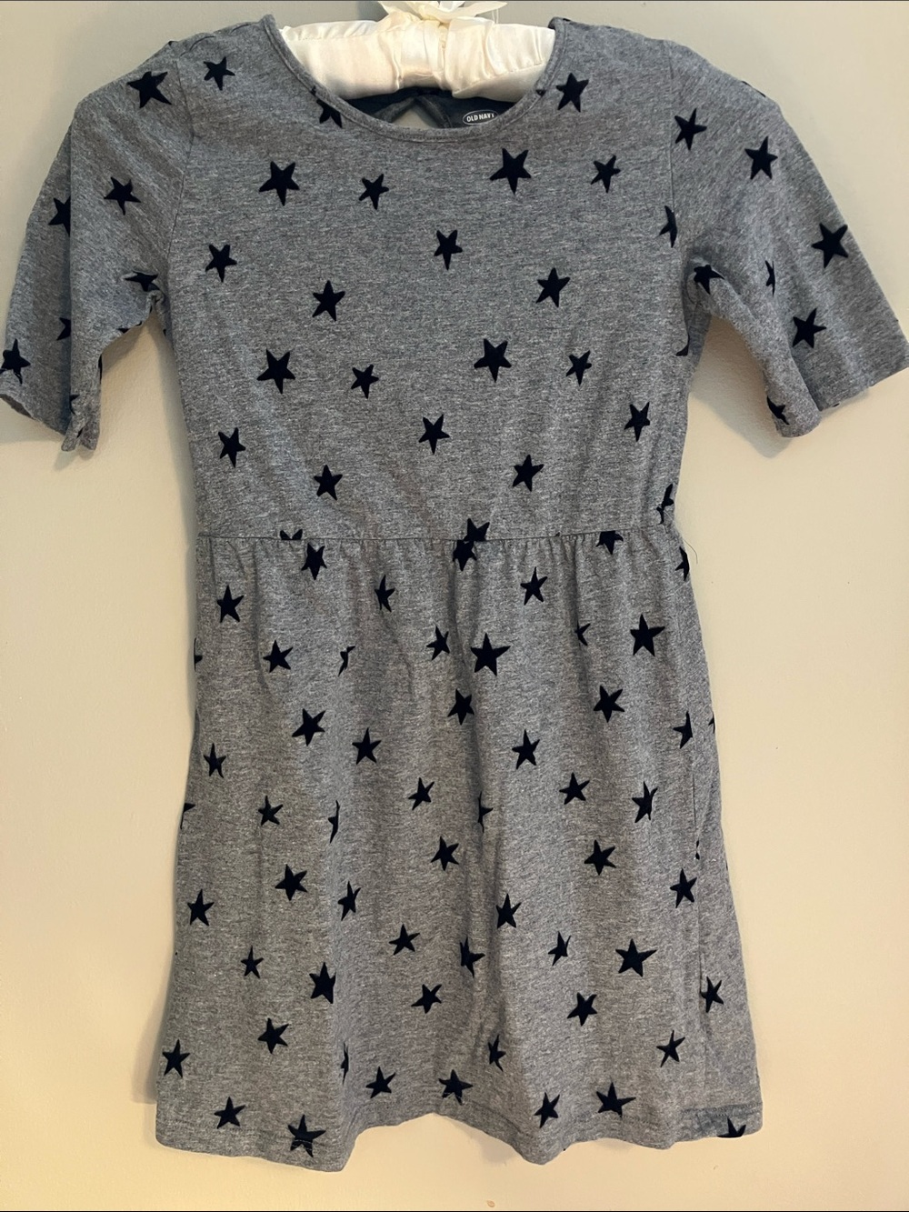Girls' Gray Star-Print Casual Dress